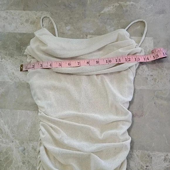 Cristina U.S.A Sparkly Gold Ruched Dress Womens Size Small/Party Dress - Picture 9 of 9